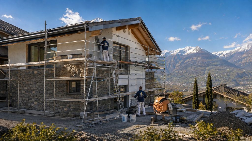Équipe Allo Rénov PA Sàrl sur un chantier de rénovation en Valais
